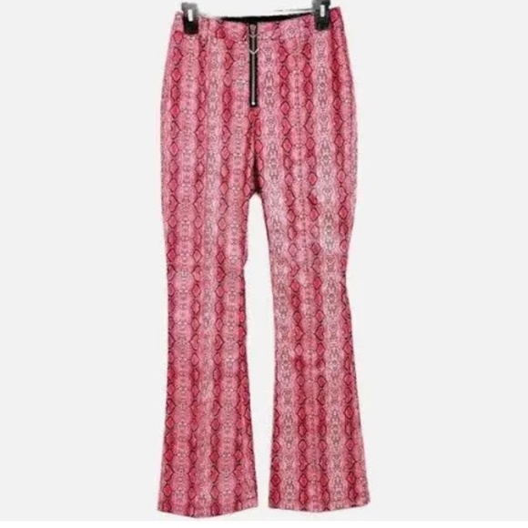 Dolls Kill Poster Girl Pink Snakeskin Heart Zipper Pants - Picture 1 of 3